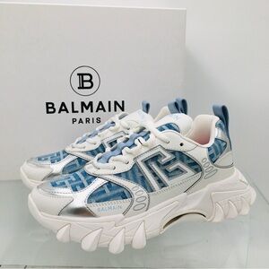 Balmain Balmain- B- East PB Technical- 6 KF Blue Denim/ Leather Sneakers US 9 M